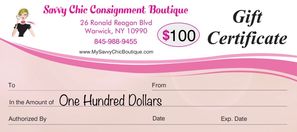 $100 GIFT CERTIFICATE 