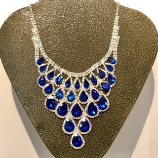 Blue Teardrops & Bling Statement Necklace Blue Teardrops & Bling Statement Necklace